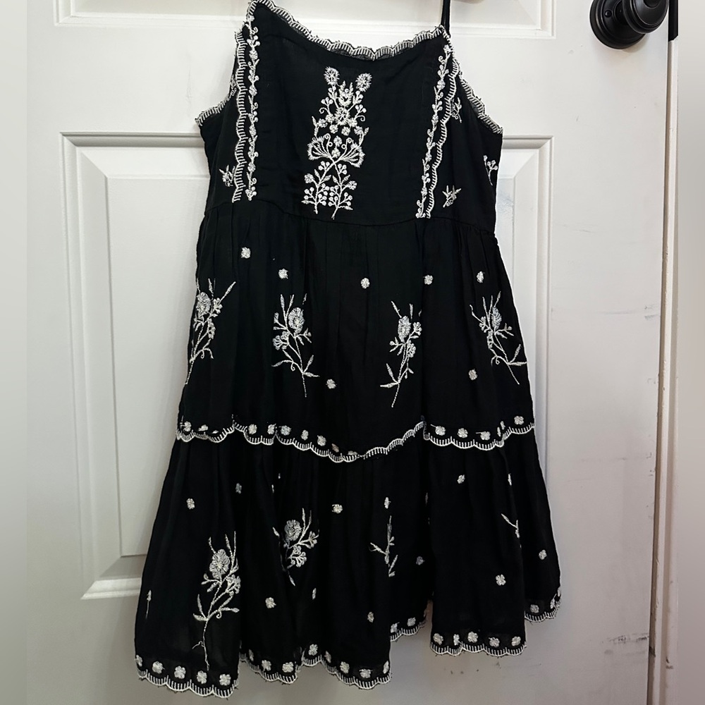 Black Dress with White Embroidery